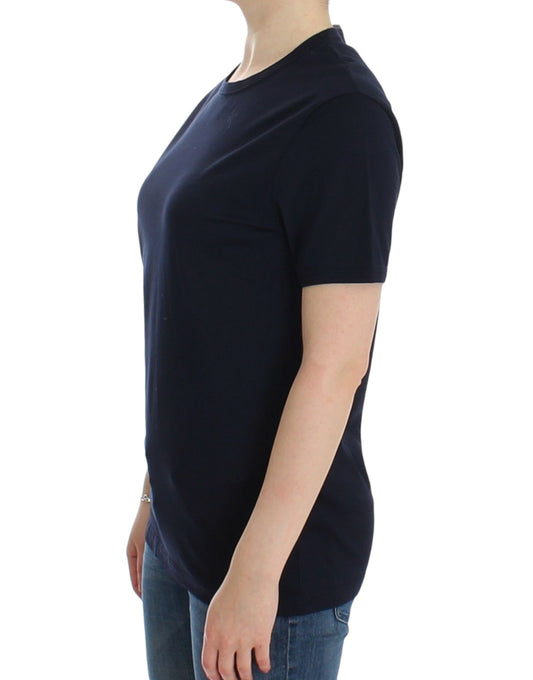 Ermanno Scervino Lingerie Blue Crewneck Cotton Logo T-shirt $197.00 Ermanno Scervino Luzworld
