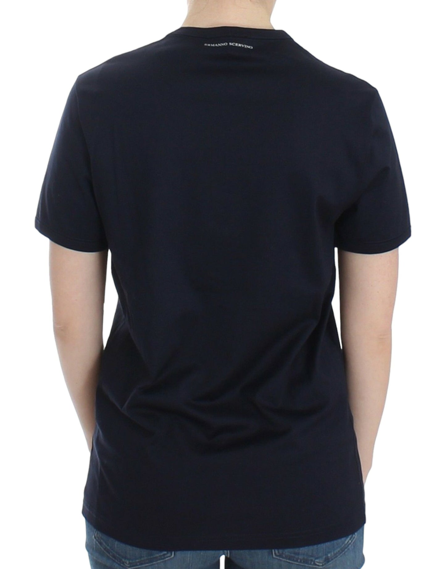 Ermanno Scervino Lingerie Blue Crewneck Cotton Logo T-shirt $197.00 Ermanno Scervino Luzworld