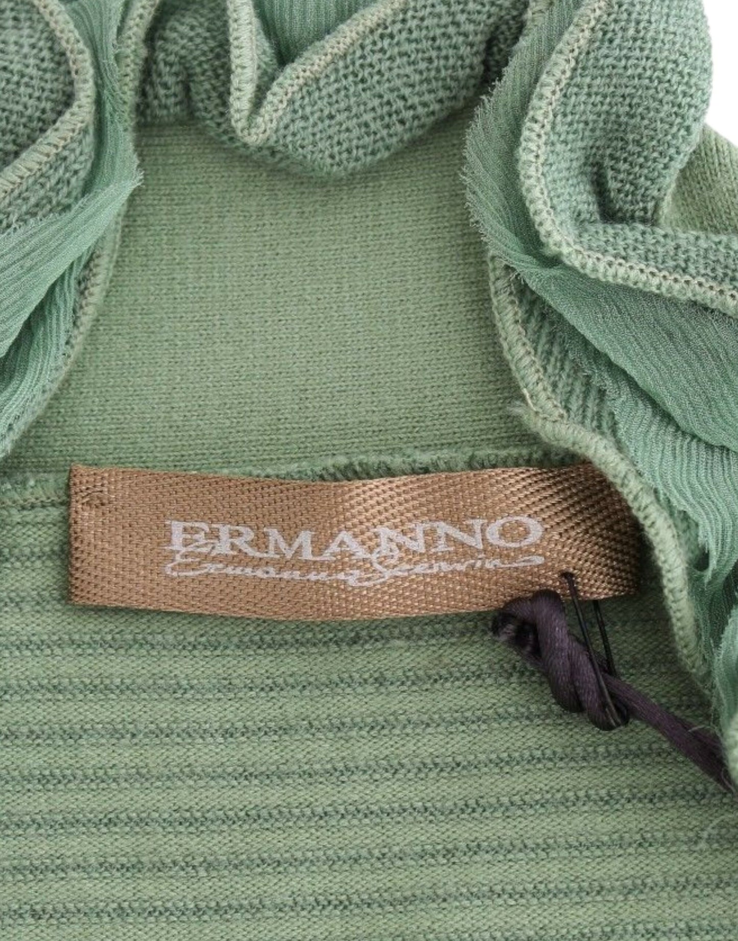 Ermanno Scervino Green Wool Blend Striped Long Sleeve Sweater $672.00 Ermanno Scervino Luzworld