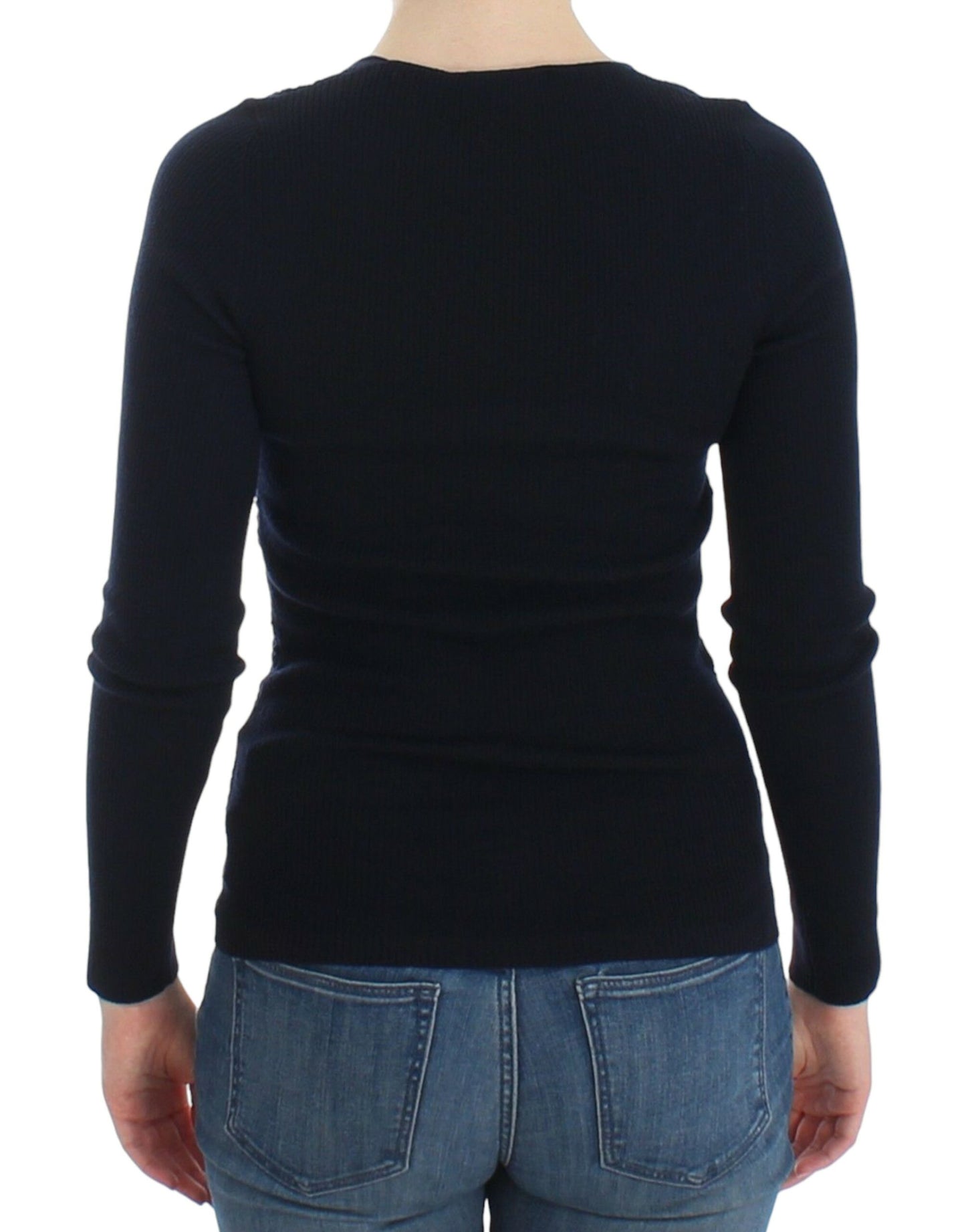 Ermanno Scervino Blue Knitted Wool Stretch Sweater Top $672.00 Ermanno Scervino Luzworld