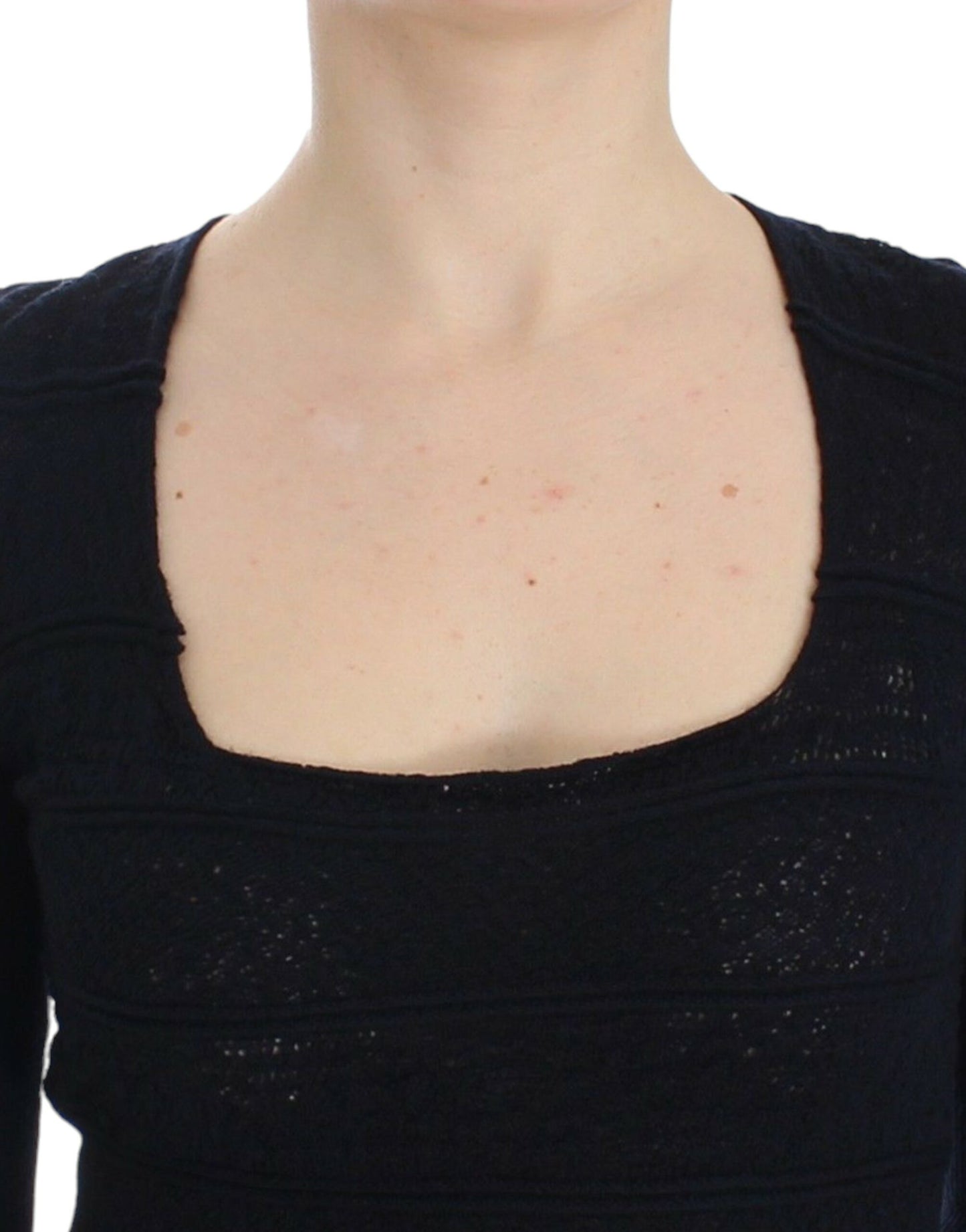 Ermanno Scervino Blue Knitted Wool Stretch Sweater Top $672.00 Ermanno Scervino Luzworld