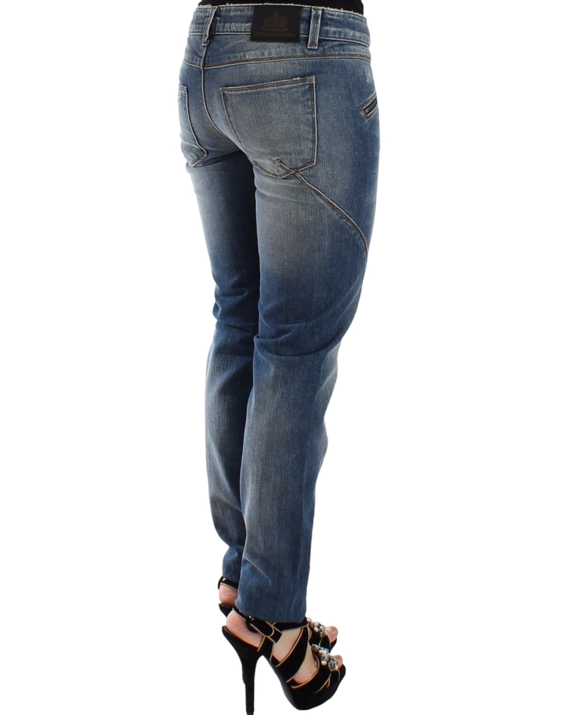 Ermanno Scervino Blue Slim Jeans Denim Pants Straight Stretch $504.00 Ermanno Scervino Luzworld