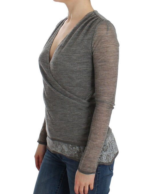 Ermanno Scervino Gray Wool Blend Stretch Long Sleeve Sweater $672.00 Ermanno Scervino Luzworld