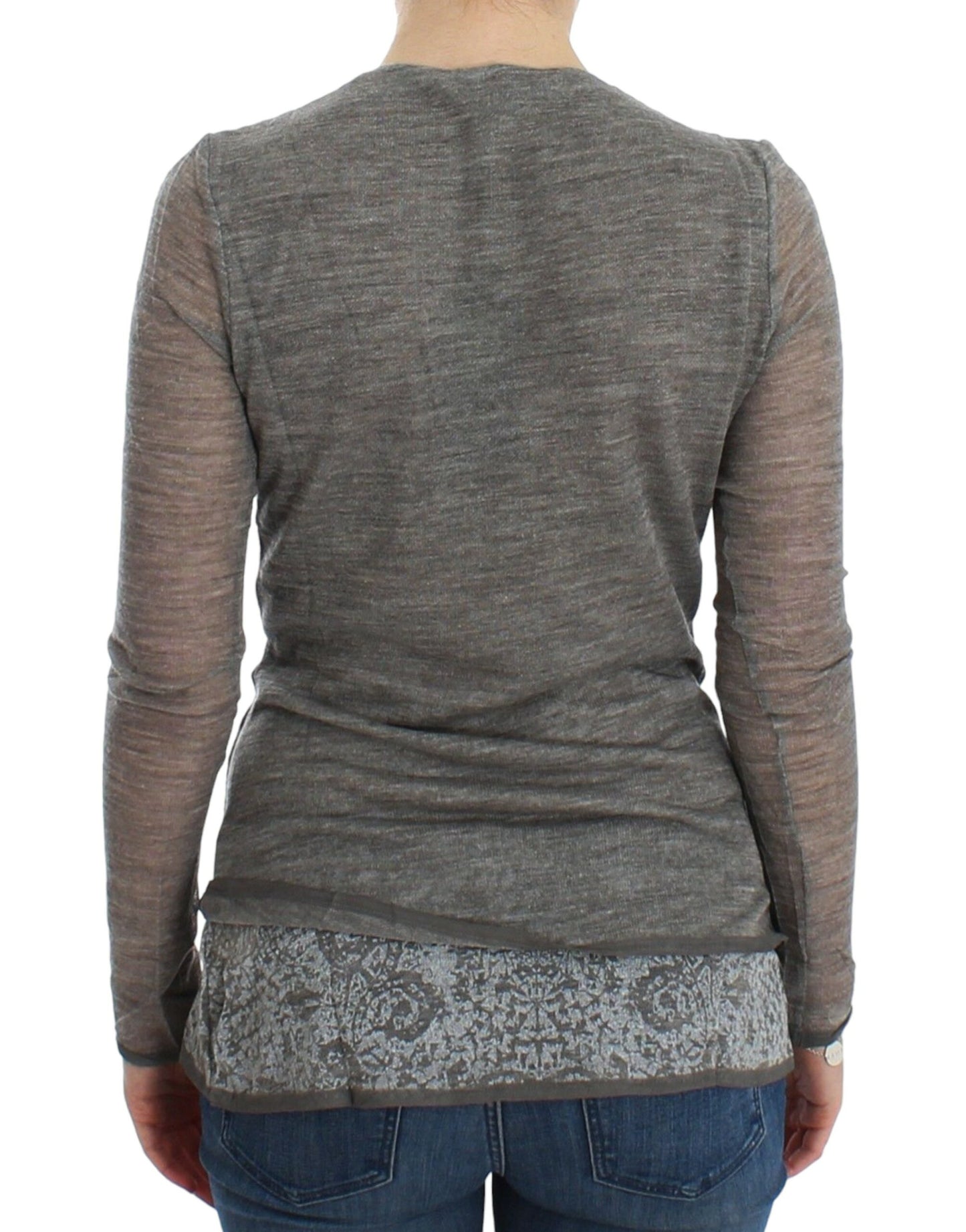 Ermanno Scervino Gray Wool Blend Stretch Long Sleeve Sweater $672.00 Ermanno Scervino Luzworld