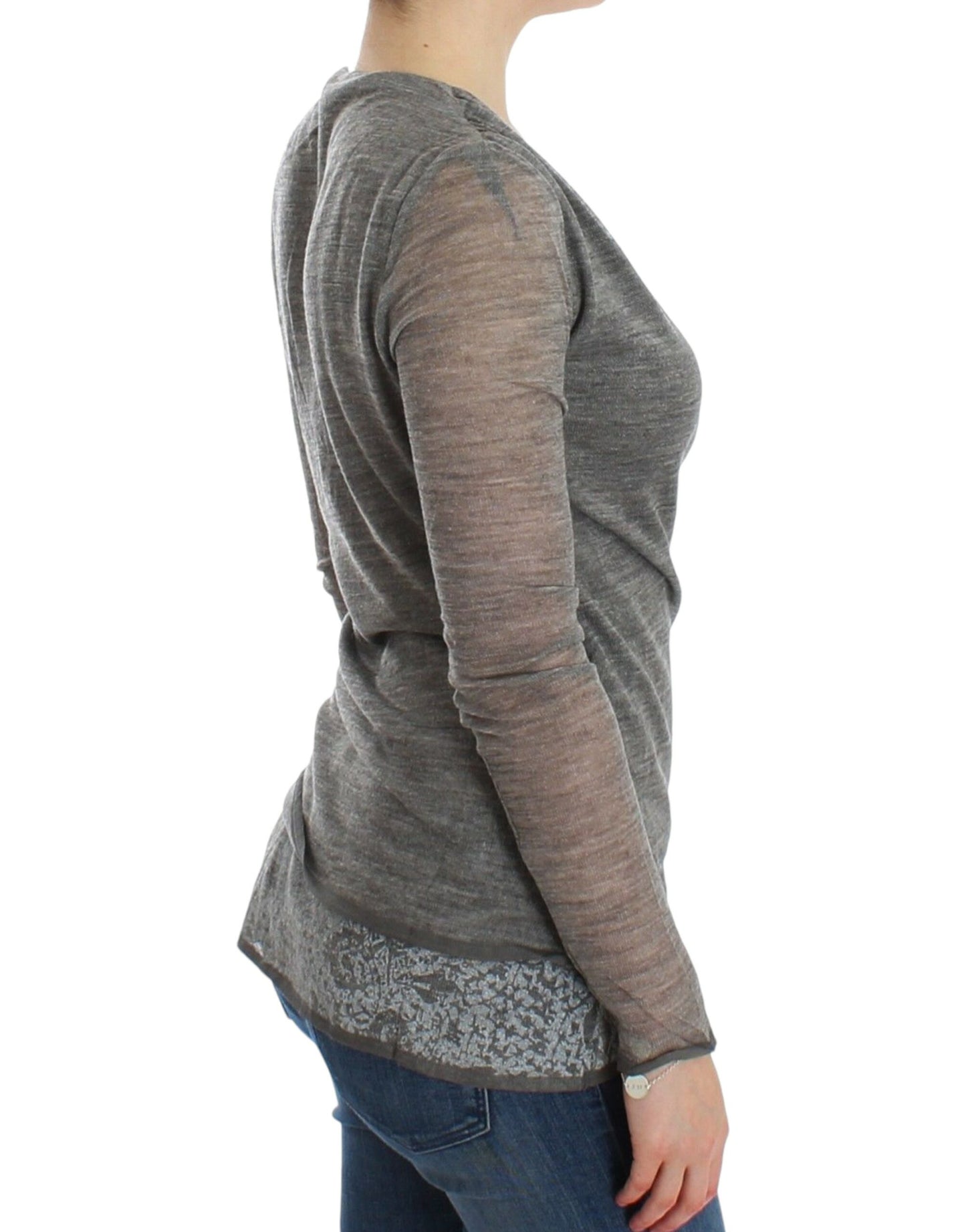 Ermanno Scervino Gray Wool Blend Stretch Long Sleeve Sweater $672.00 Ermanno Scervino Luzworld