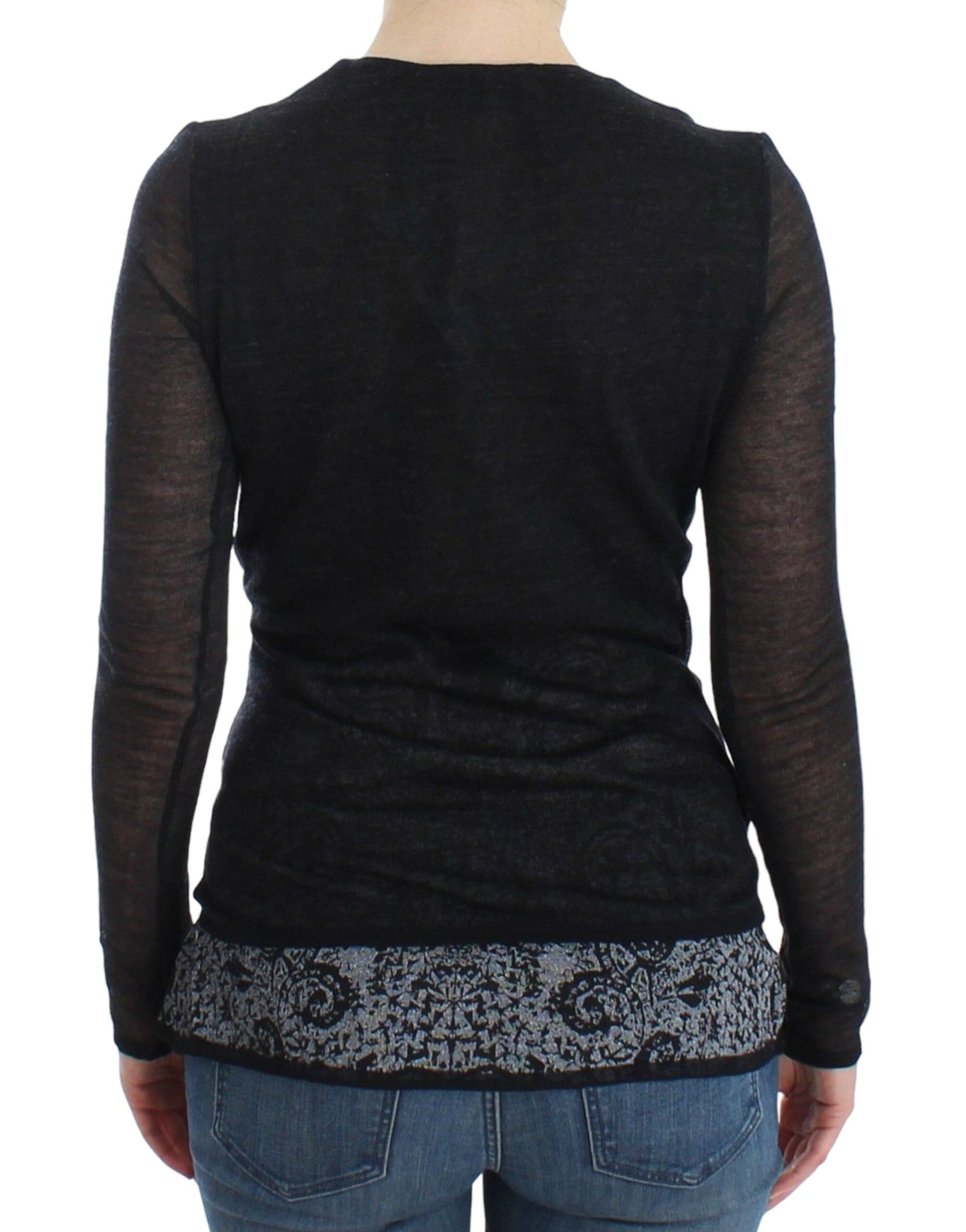Ermanno Scervino Black Wool Blend Stretch Long Sleeve Sweater $672.00 Ermanno Scervino Luzworld