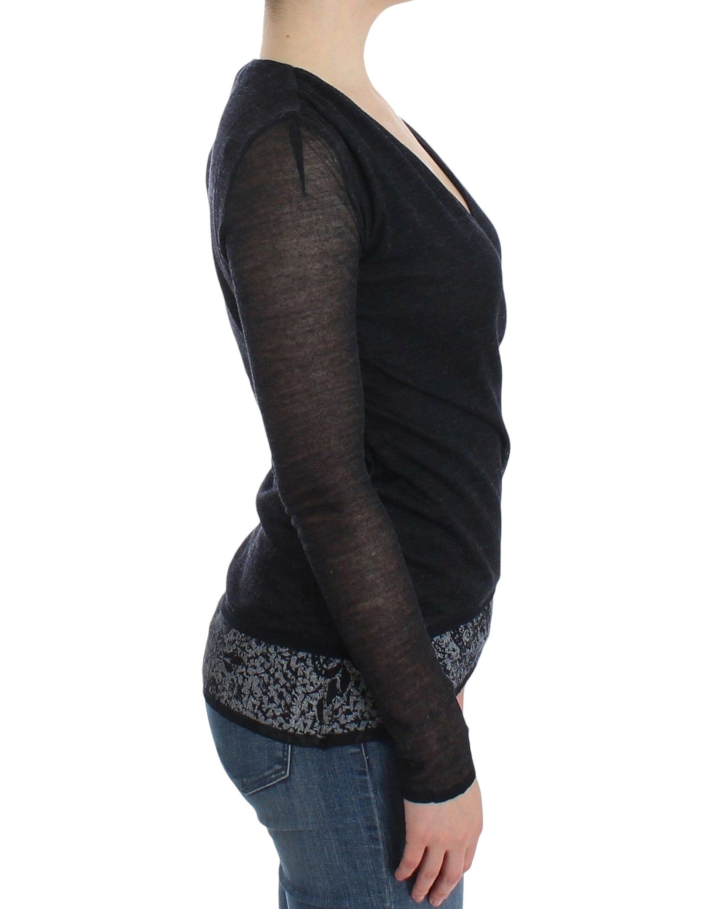 Ermanno Scervino Black Wool Blend Stretch Long Sleeve Sweater $672.00 Ermanno Scervino Luzworld