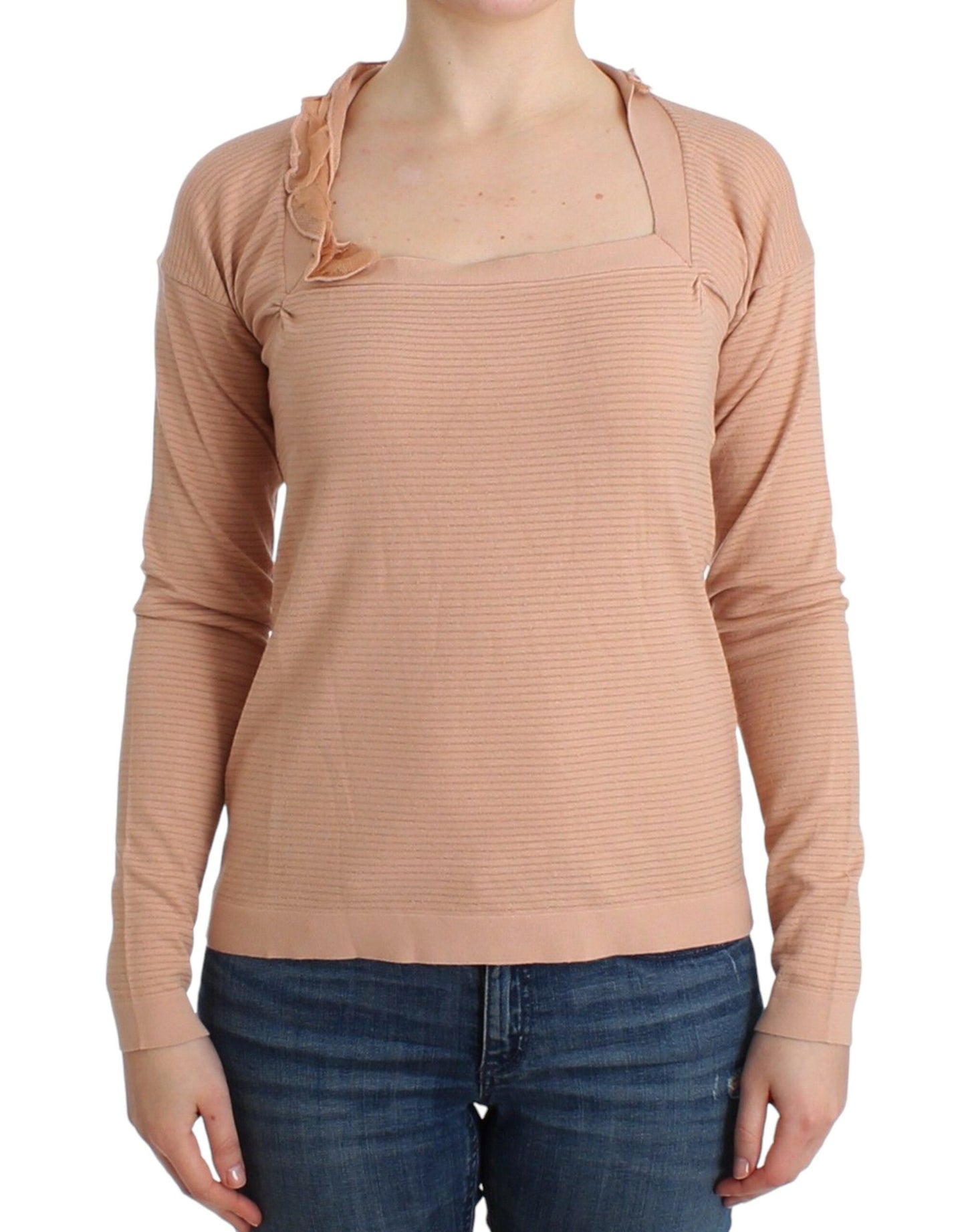 Ermanno Scervino Orange Wool Blend Striped Long Sleeve Top $672.00 Ermanno Scervino Luzworld