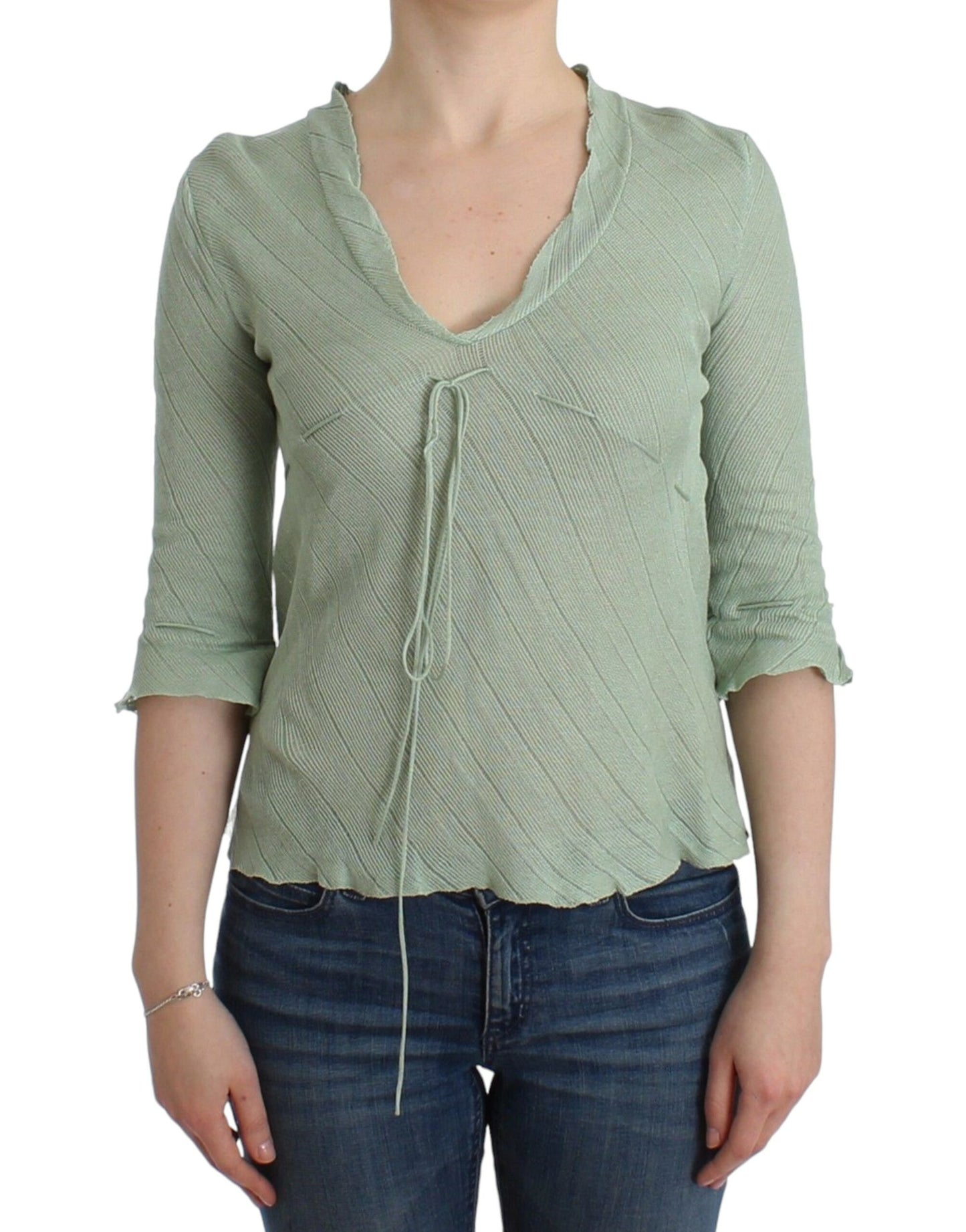 Ermanno Scervino Green Lightweight Knit Sweater Top Blouse $583.00 Ermanno Scervino Luzworld