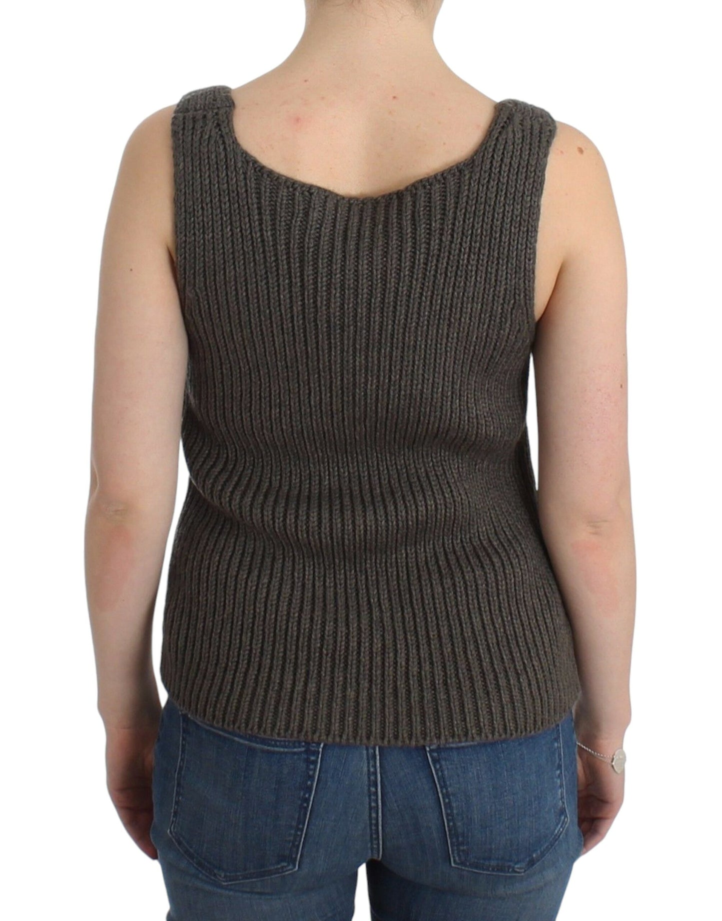 Ermanno Scervino Gray Knit Top Knitted Sweater Merino Wool $561.00 Ermanno Scervino Luzworld