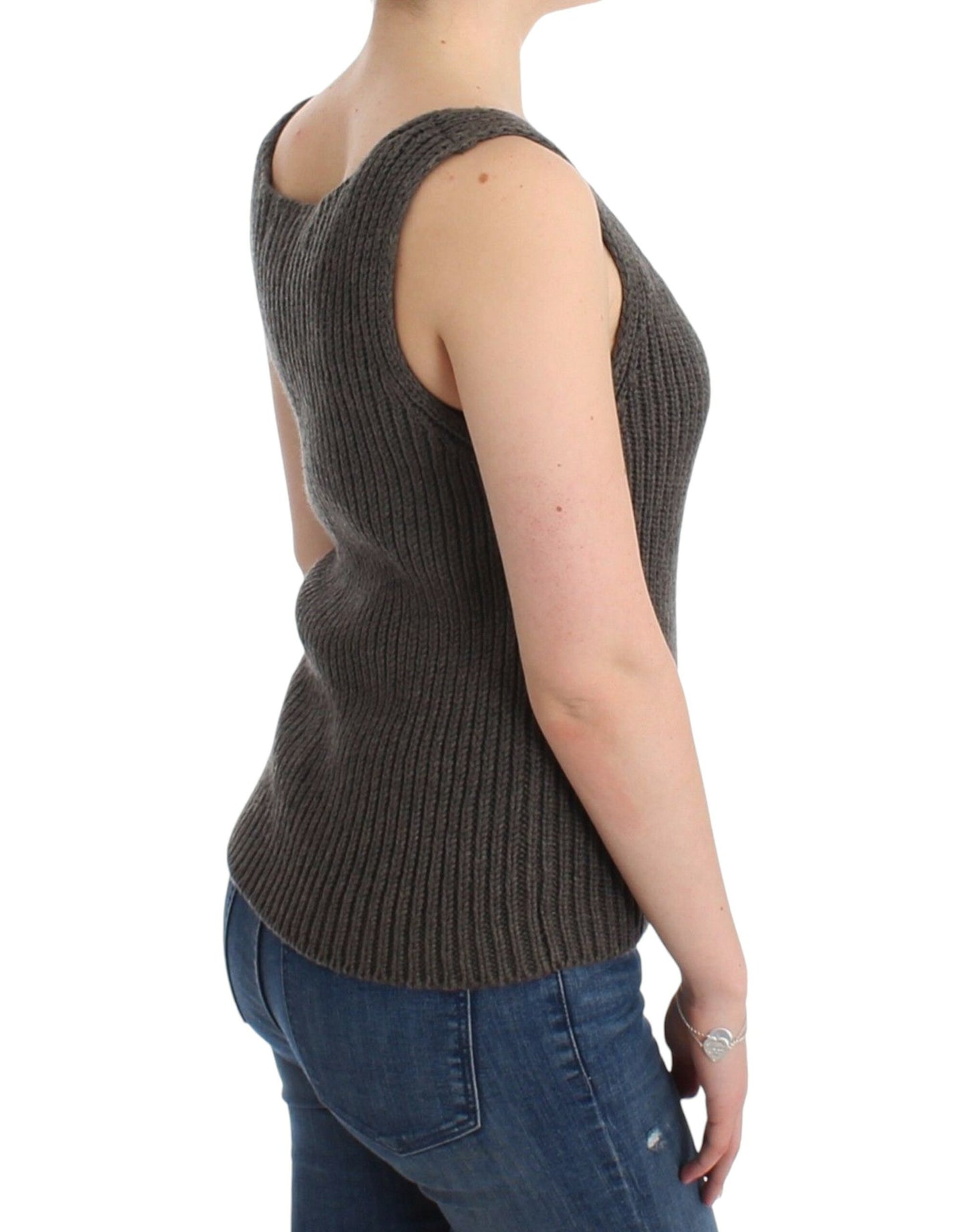 Ermanno Scervino Gray Knit Top Knitted Sweater Merino Wool $561.00 Ermanno Scervino Luzworld