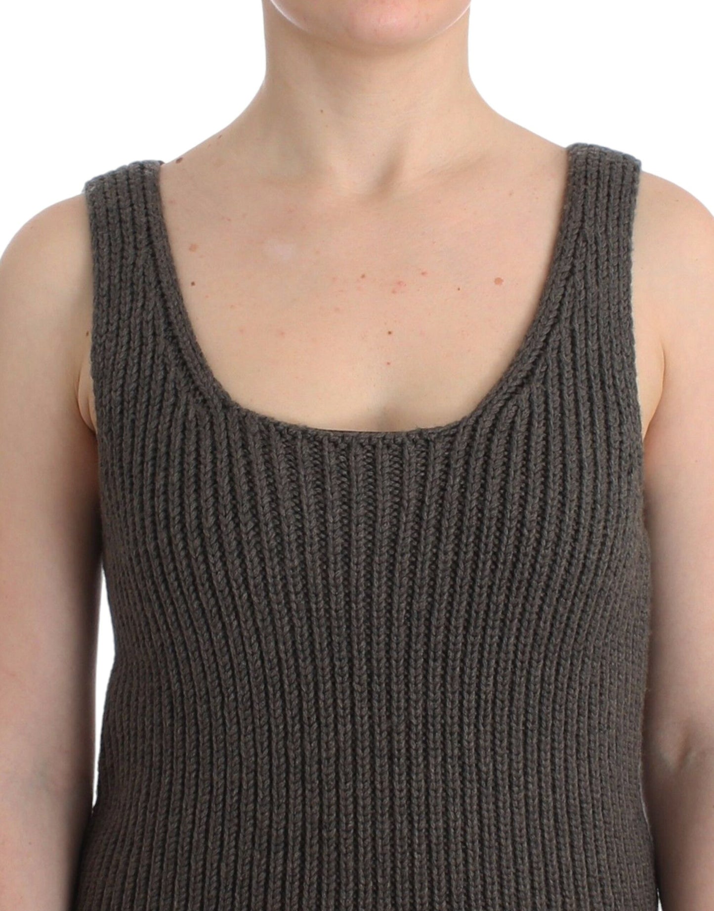 Ermanno Scervino Gray Knit Top Knitted Sweater Merino Wool $561.00 Ermanno Scervino Luzworld