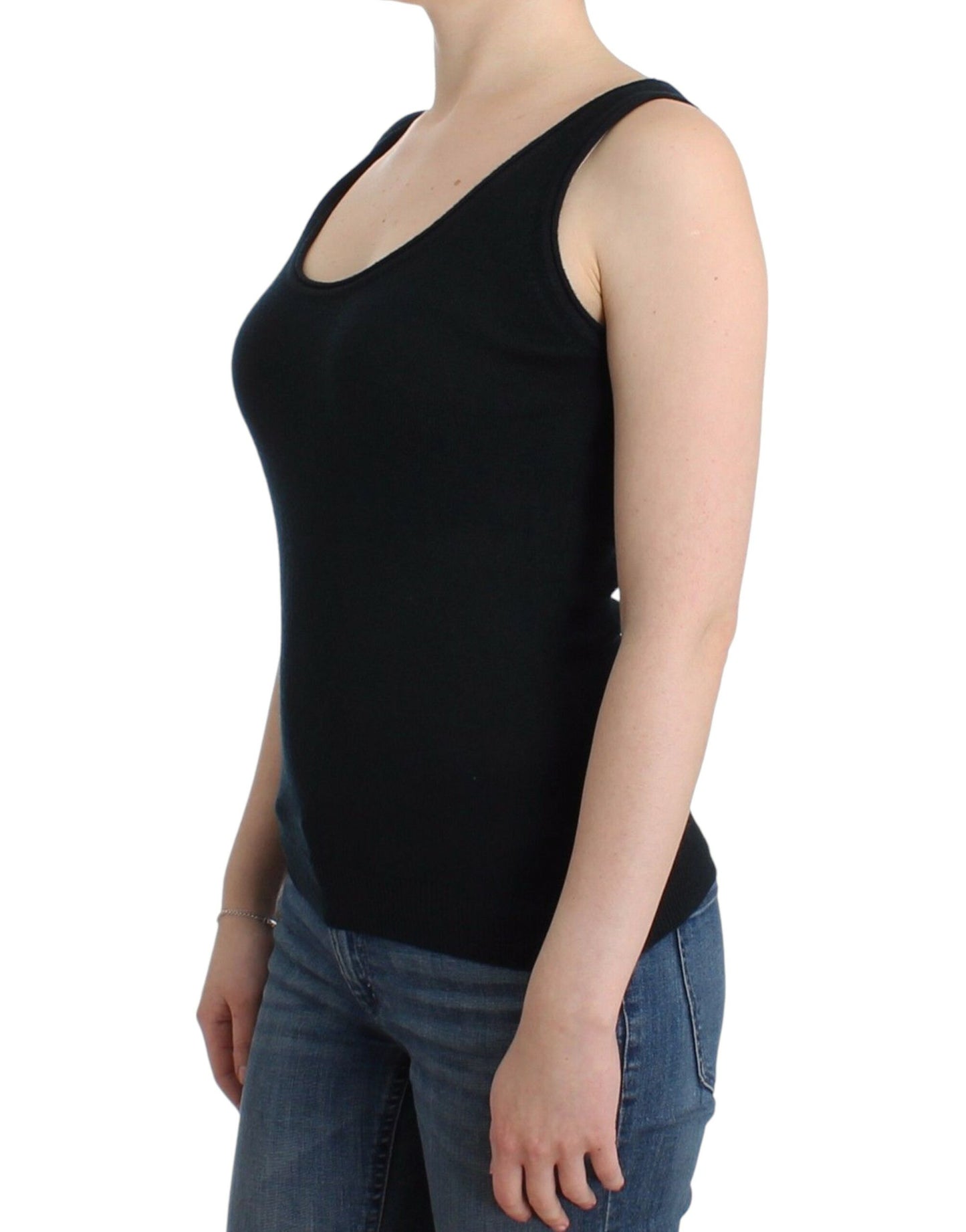 Ermanno Scervino Black Knit Top Knitted Sweater 100% Cashmere $562.00 Ermanno Scervino Luzworld