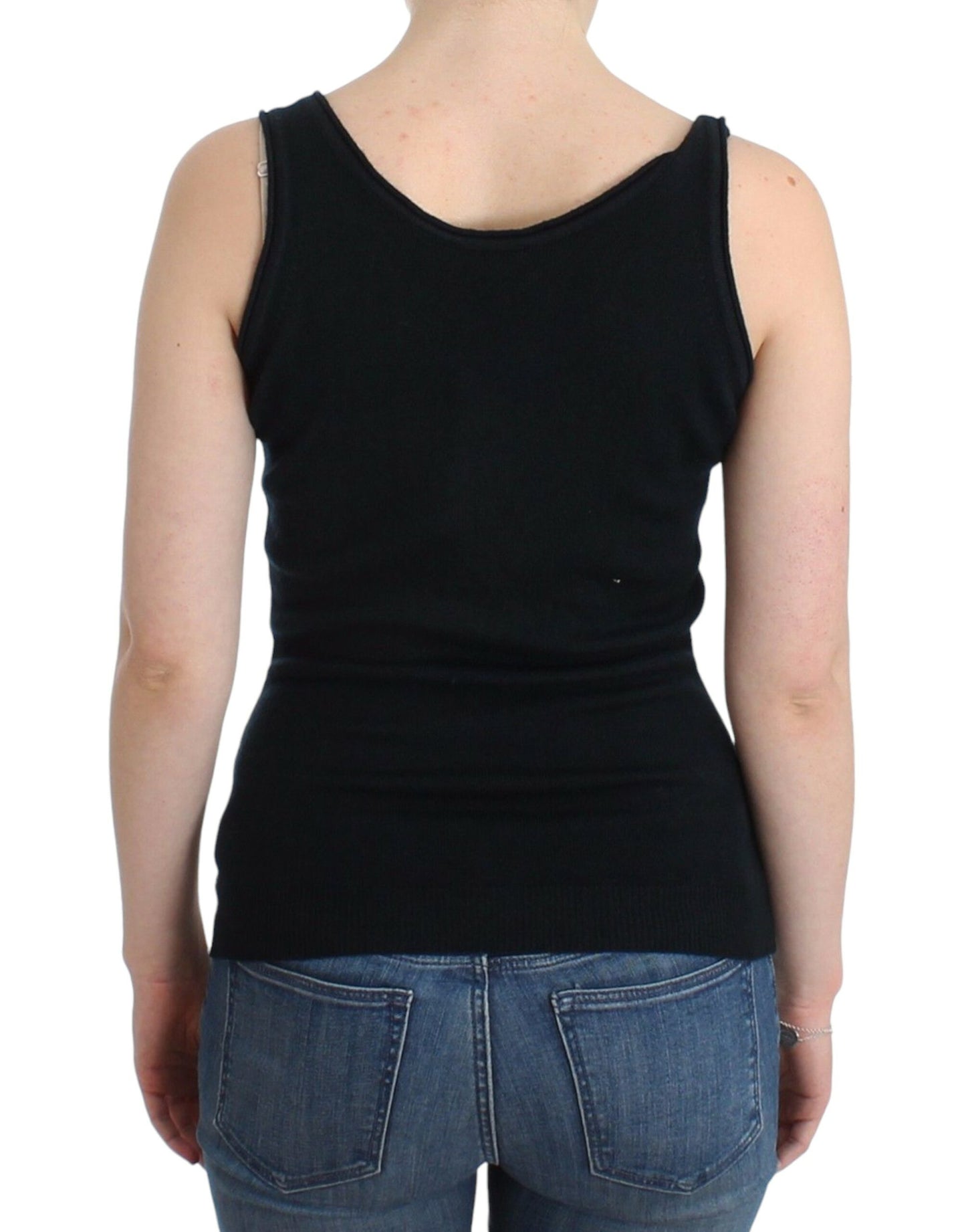 Ermanno Scervino Black Knit Top Knitted Sweater 100% Cashmere $562.00 Ermanno Scervino Luzworld