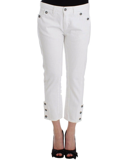 Ermanno Scervino White Cropped Jeans Denim Pants Branded Capri $957.00 Ermanno Scervino Luzworld