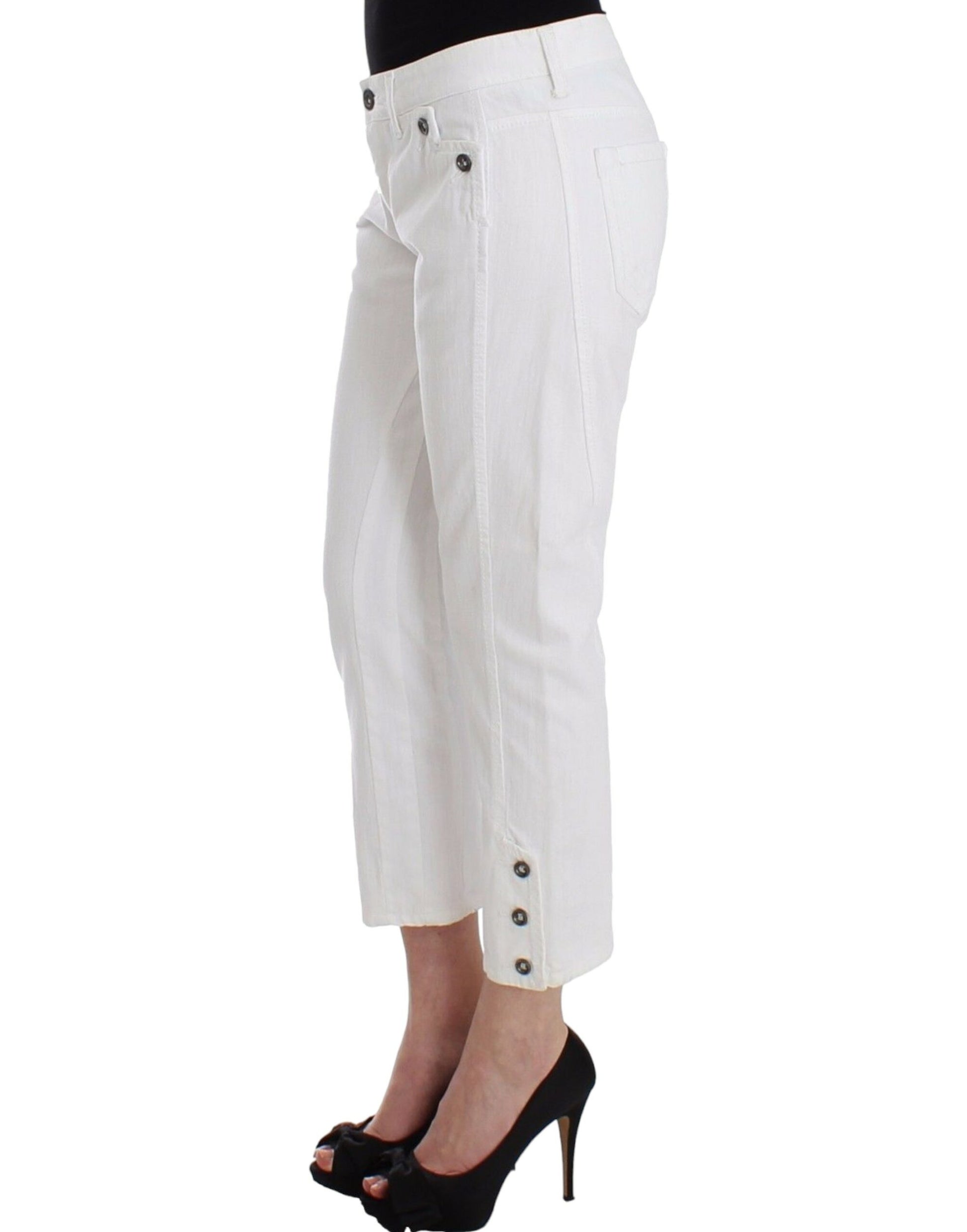 Ermanno Scervino White Cropped Jeans Denim Pants Branded Capri $957.00 Ermanno Scervino Luzworld
