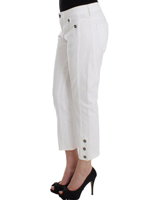 Ermanno Scervino White Cropped Jeans Denim Pants Branded Capri $957.00 Ermanno Scervino Luzworld