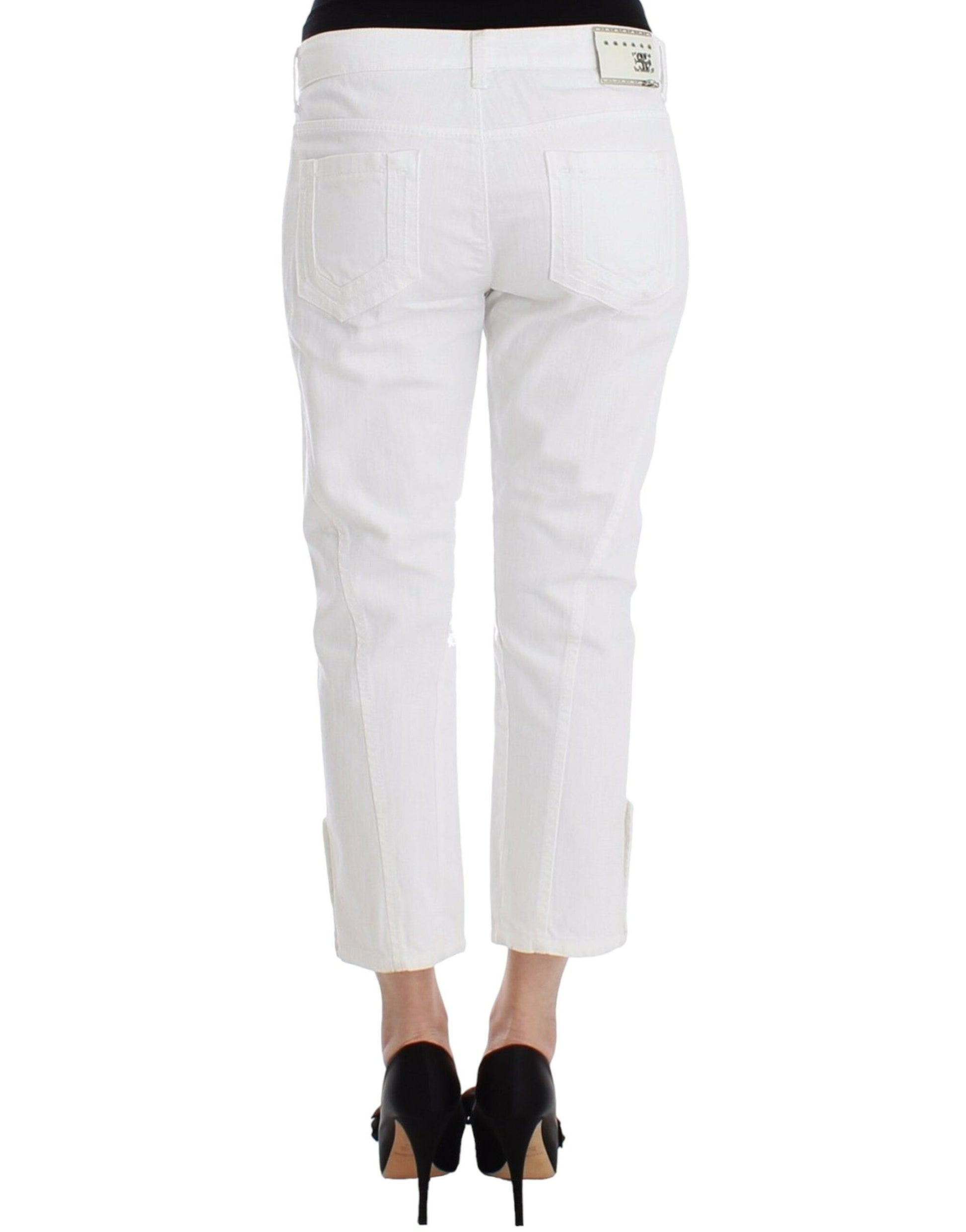 Ermanno Scervino White Cropped Jeans Denim Pants Branded Capri $957.00 Ermanno Scervino Luzworld