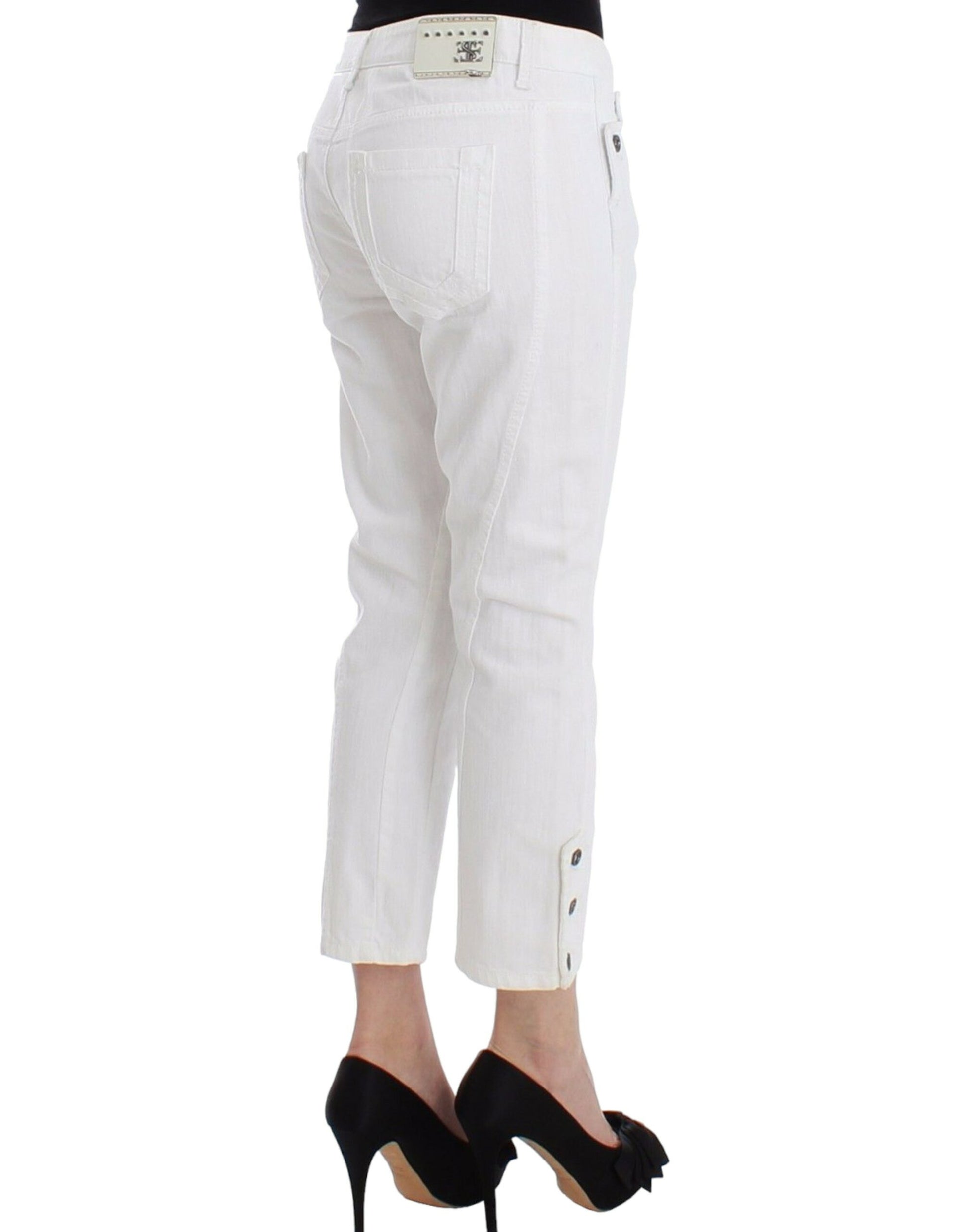 Ermanno Scervino White Cropped Jeans Denim Pants Branded Capri $957.00 Ermanno Scervino Luzworld