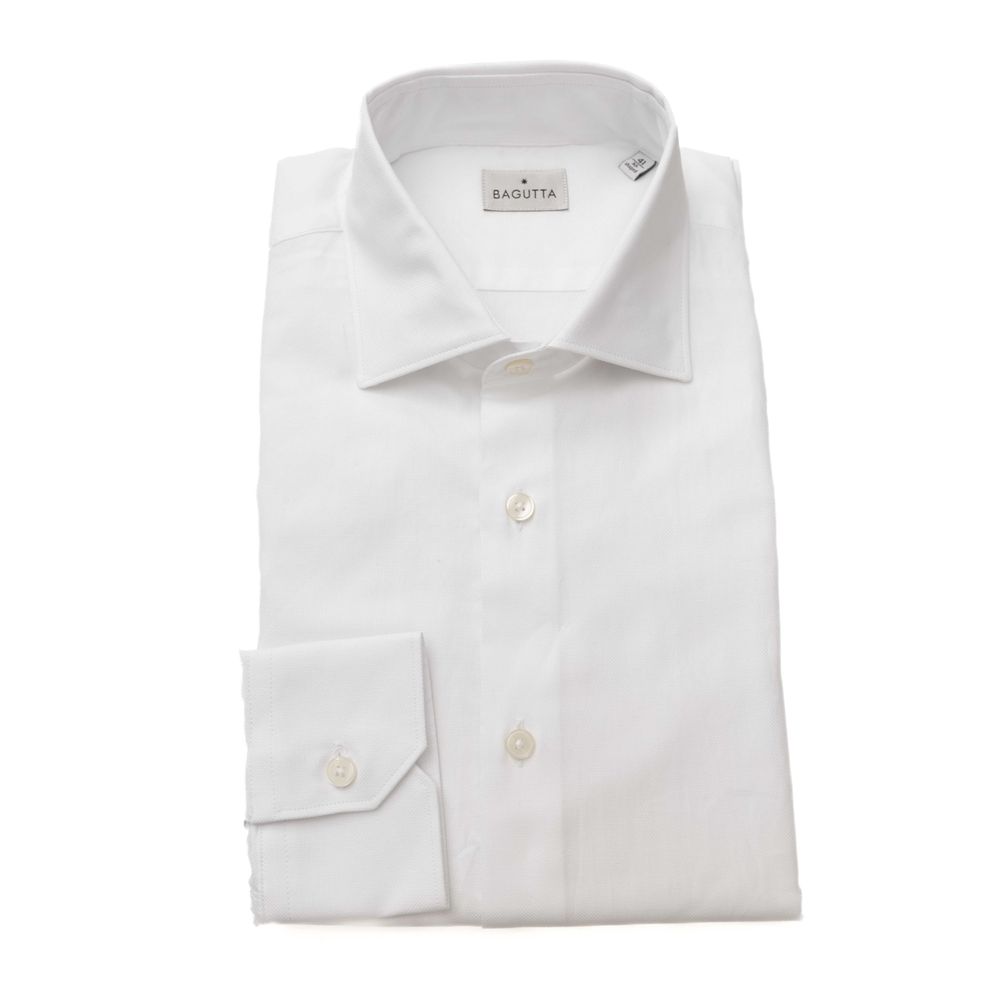 Bagutta White Cotton Men's Classic Shirt $243.00 Bagutta Luzworld