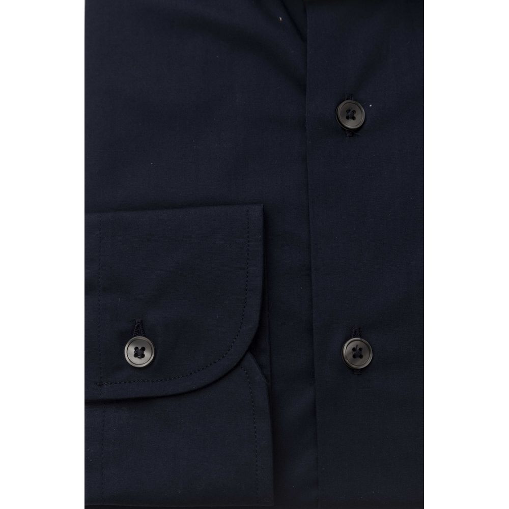 Bagutta Blue Cotton Men Shirt Slim Fit With French Collar $243.00 Bagutta Luzworld