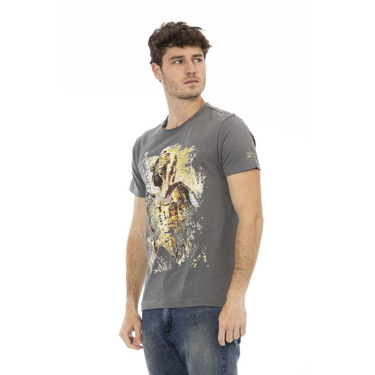 Trussardi Action Gray Cotton Men T-Shirt $130.00 Trussardi Action Luzworld