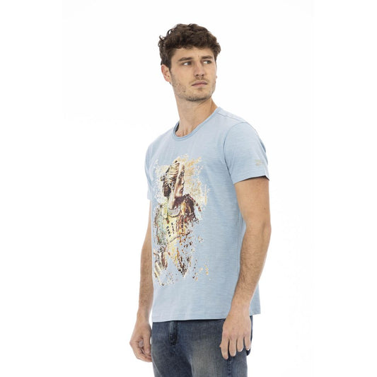 Trussardi Action Light Blue Cotton Men T-Shirt $130.00 Trussardi Action Luzworld