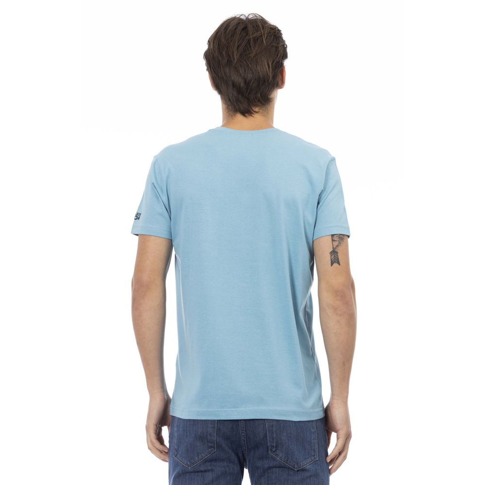 Trussardi Action Light Blue Cotton Men T-Shirt $130.00 Trussardi Action Luzworld
