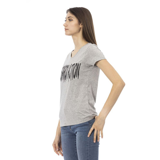 Trussardi Action Gray Cotton Women T-Shirt $131.00 Trussardi Action Luzworld