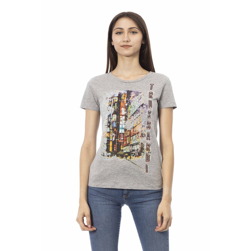 Trussardi Action Gray Cotton Women T-Shirt $131.00 Trussardi Action Luzworld