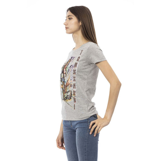 Trussardi Action Gray Cotton Women T-Shirt $131.00 Trussardi Action Luzworld