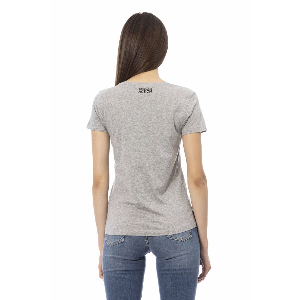 Trussardi Action Gray Cotton Women T-Shirt $131.00 Trussardi Action Luzworld