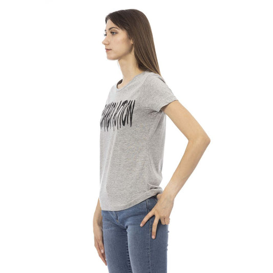 Trussardi Action Gray Cotton Women T-Shirt $131.00 Trussardi Action Luzworld