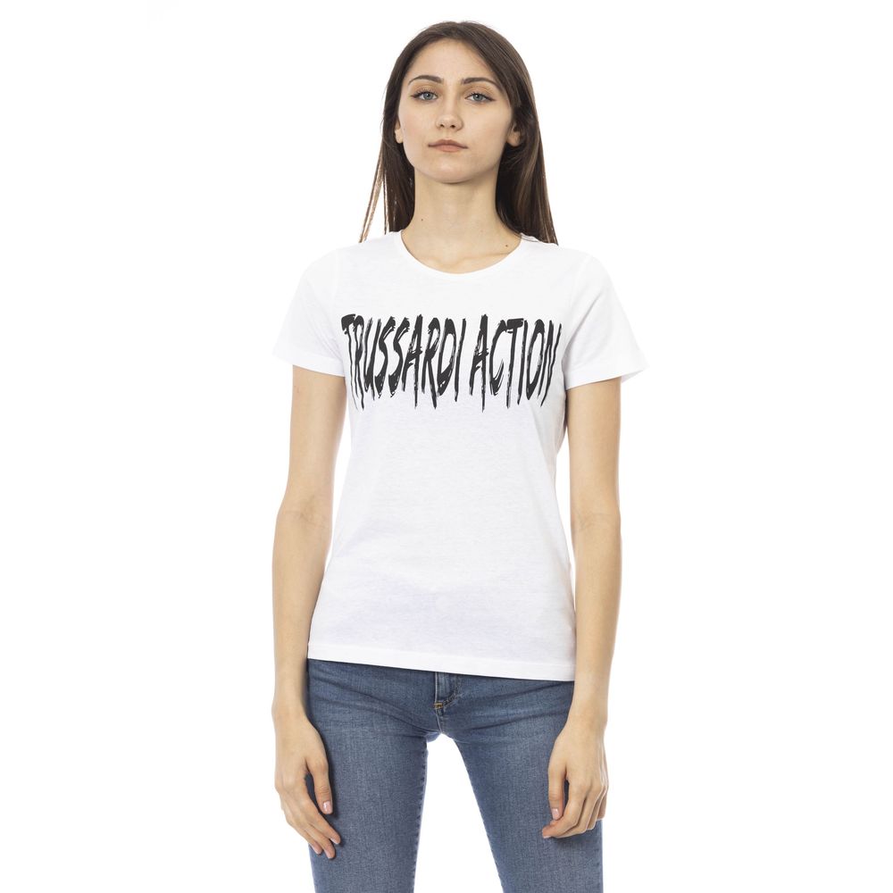 Trussardi Action White Cotton Women T-Shirt $131.00 Trussardi Action Luzworld