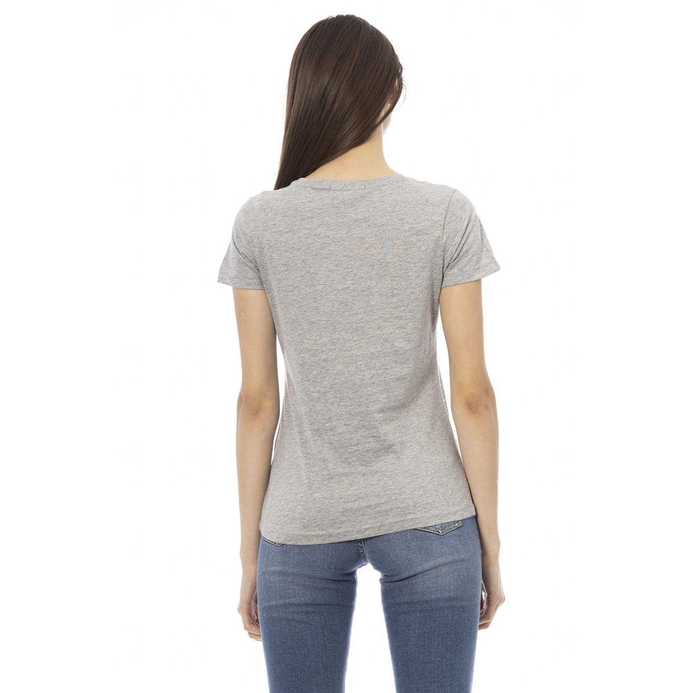 Trussardi Action Gray Cotton Women T-Shirt $131.00 Trussardi Action Luzworld