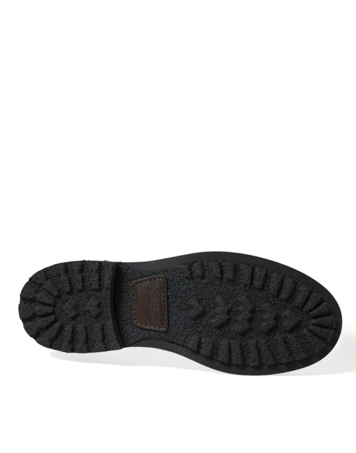 Dolce & Gabbana Black Leather Military Combat Boots Shoes