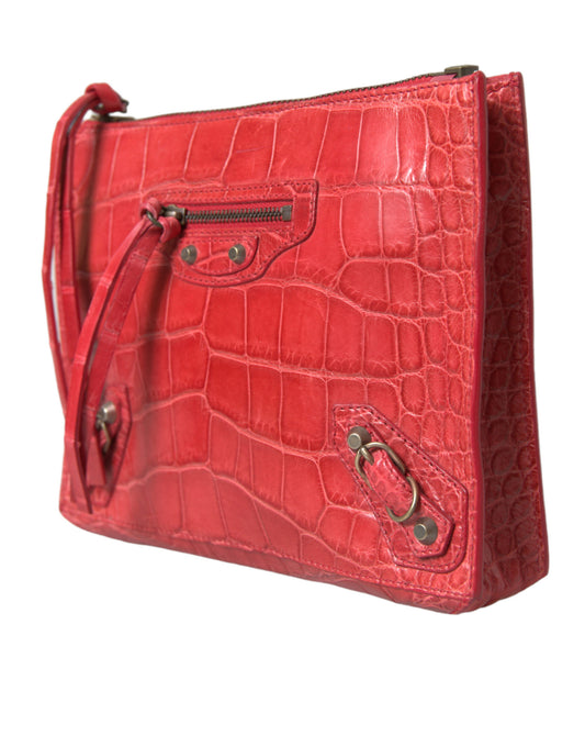 Balenciaga Red Exotic Skin Leather Classic Pouch Purse Wristlet Bag $6267.00 Balenciaga Luzworld