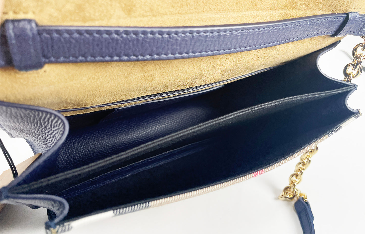 Burberry Macken Small Regency Blue House Check Leather Crossbody Bag $2335.00 Burberry Luzworld