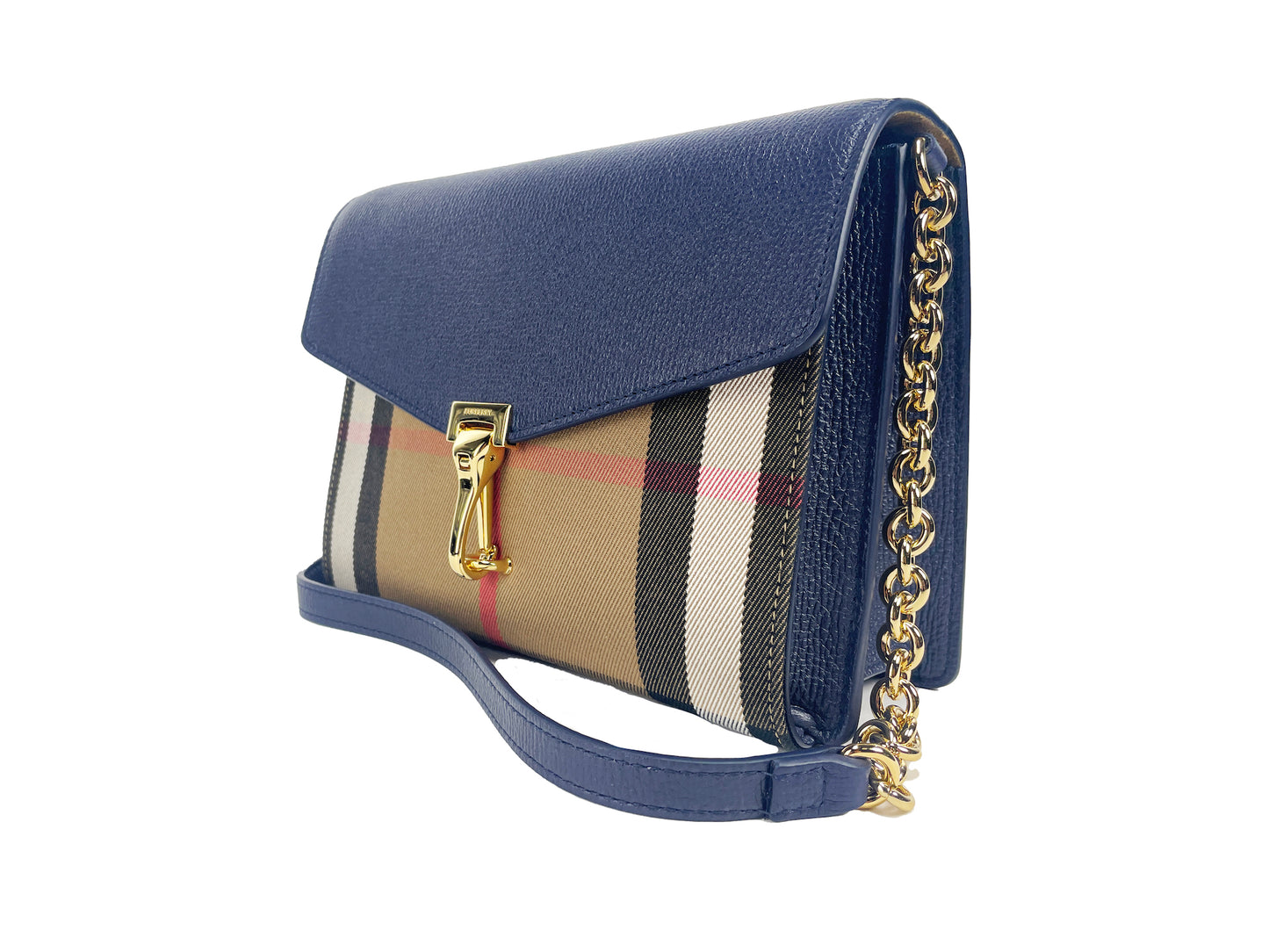 Burberry Macken Small Regency Blue House Check Leather Crossbody Bag $2335.00 Burberry Luzworld