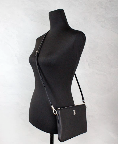 Burberry Peyton Monogram Black Leather Pouch Crossbody Bag Purse $970.00 Burberry Luzworld