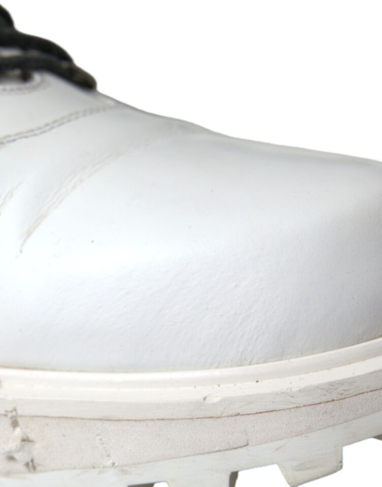 Dolce & Gabbana White Vulcano Trekking Ankle Boots Shoes