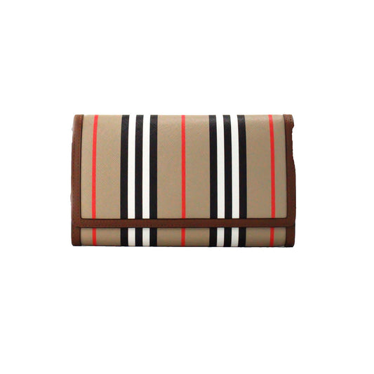 Burberry Hannah Icon Stripe Archive Tan E-Canvas Leather Wallet Crossbody Bag $1505.00 Burberry Luzworld