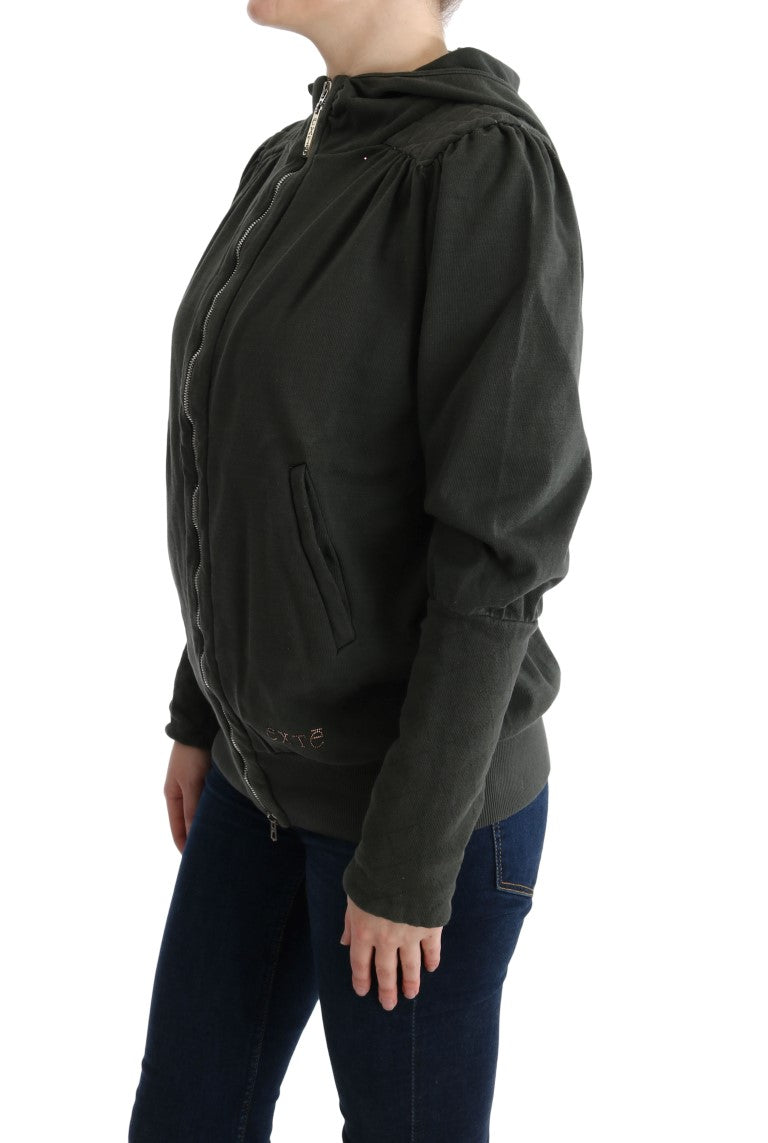 Exte Gray Top Hooded Cotton Zipper Sweater $537.00 Exte Luzworld
