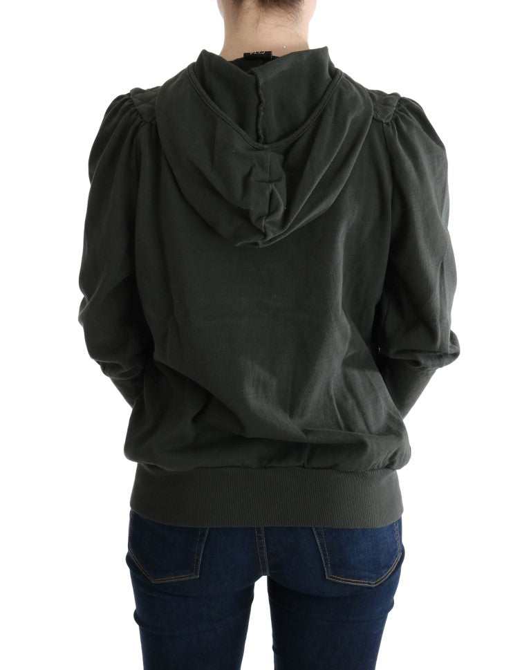 Exte Gray Top Hooded Cotton Zipper Sweater $537.00 Exte Luzworld