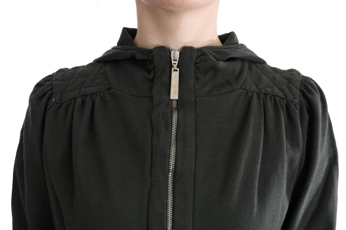 Exte Gray Top Hooded Cotton Zipper Sweater $537.00 Exte Luzworld