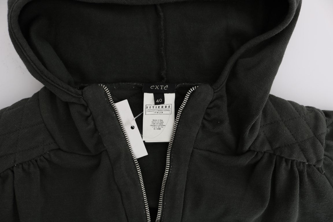 Exte Gray Top Hooded Cotton Zipper Sweater $537.00 Exte Luzworld