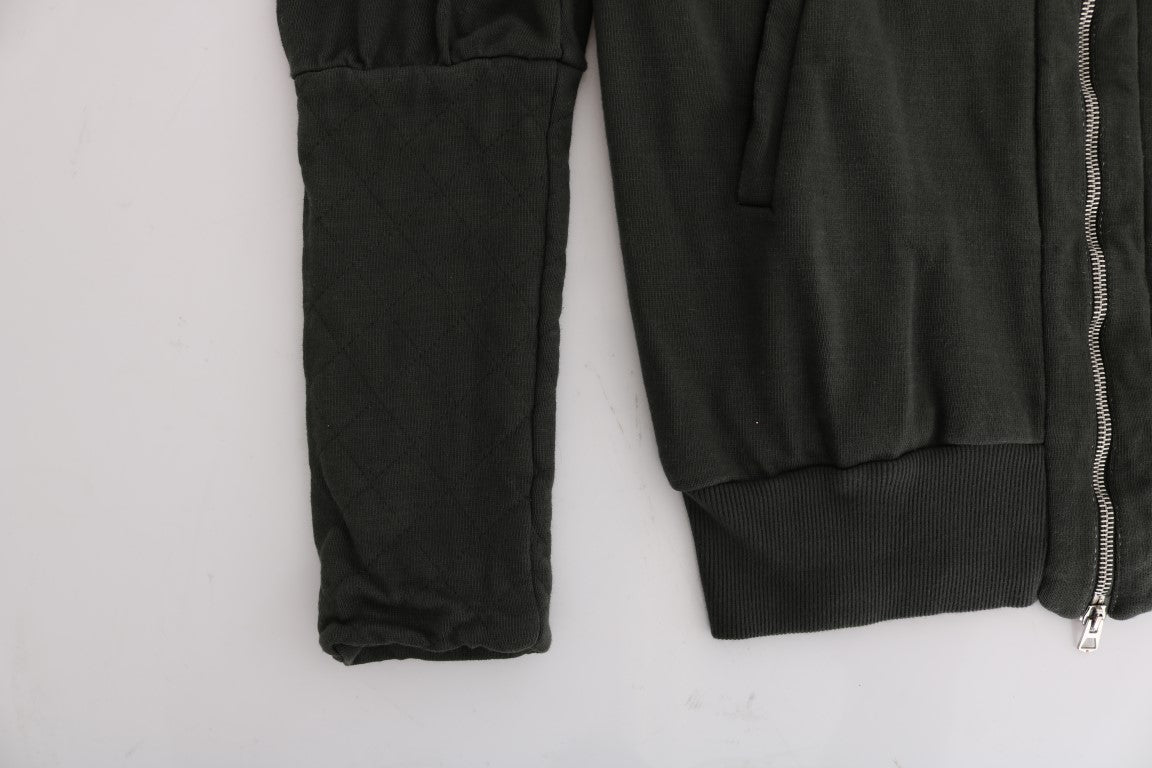 Exte Gray Top Hooded Cotton Zipper Sweater $537.00 Exte Luzworld