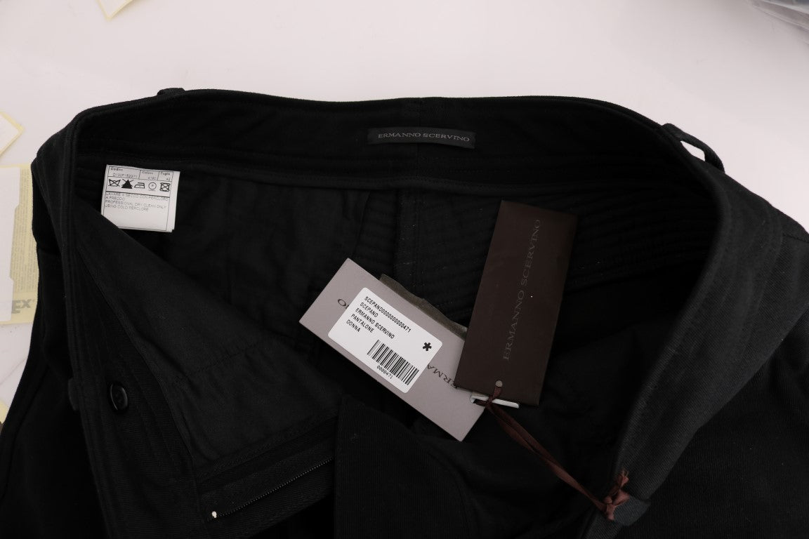 Ermanno Scervino Black Cotton Slim Fit Casual Pants $713.00 Ermanno Scervino Luzworld