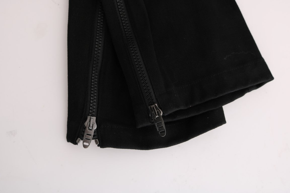 Ermanno Scervino Black Cotton Slim Fit Casual Pants $713.00 Ermanno Scervino Luzworld
