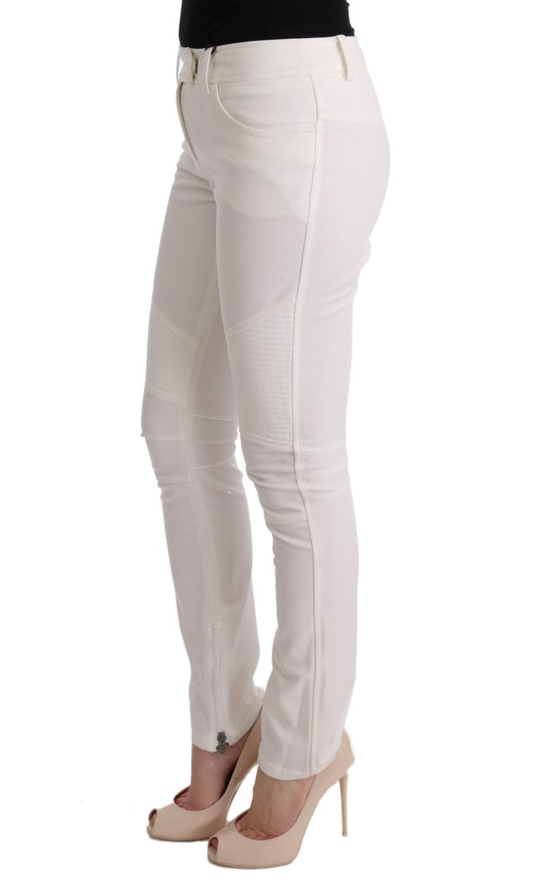 Ermanno Scervino White Cotton Slim Fit Casual Pants $713.00 Ermanno Scervino Luzworld